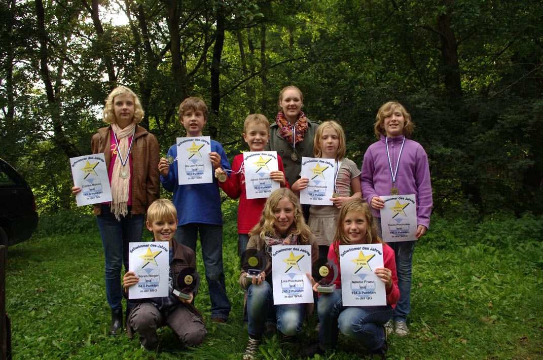 Die Schwimmer des Jahres 2010/2011 (es fehlen Maximilian Strauch, Ronja van der Zalm und Felix Piechulek), Foto: Sascha Burdick